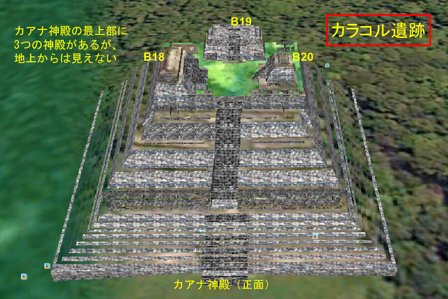 カアナ神殿の俯瞰図／最上部にはB18/19/20の3つの神殿がある